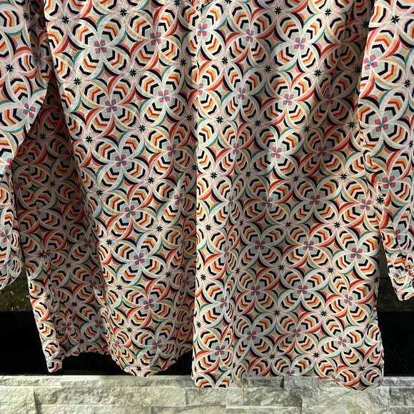 Talbots size Large Cotton 3/4 length sleeve geometric print - Picture 8 of 9